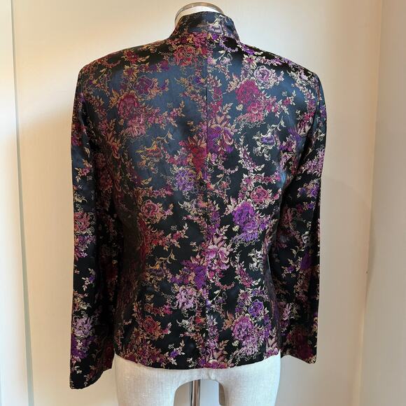 Ornamental Floral Jacquard Frog-Closure Jacket Women’s M Dressbarn Collection - Picture 5 of 13